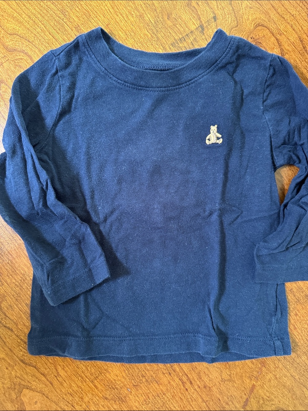 Baby Gap Long-Sleeve Navy Shirt with Bear Embroidery